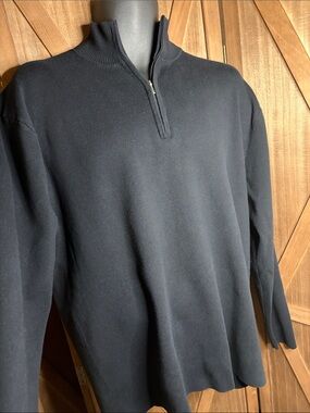 IL MIGLIORE Black 1/4 Zip Ribbed Knit Pullover Sweater SIZE LARGE